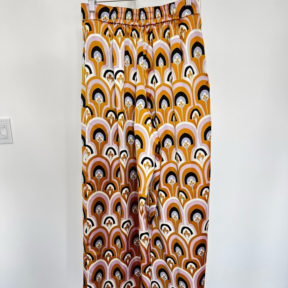 House of Harlow 1960 Art Deci Gold & Pink Satin Set. Crop & High-Waist Pants. S - Picture 10 of 13